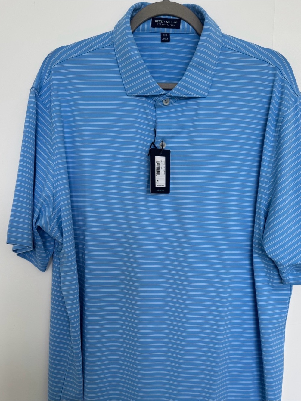 Peter Millar Light Blue Thin-Striped Polo